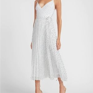 Express white black polka dot wrap dress